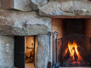 RockPile Gallery: Custom stone fireplace in Whistler, BC